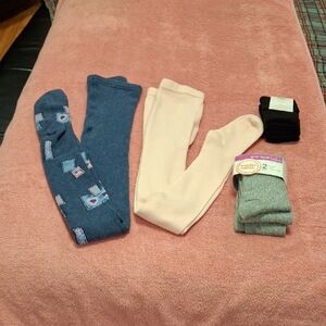 Lot of 3  girl's tights and Socks. Size 8-10-12